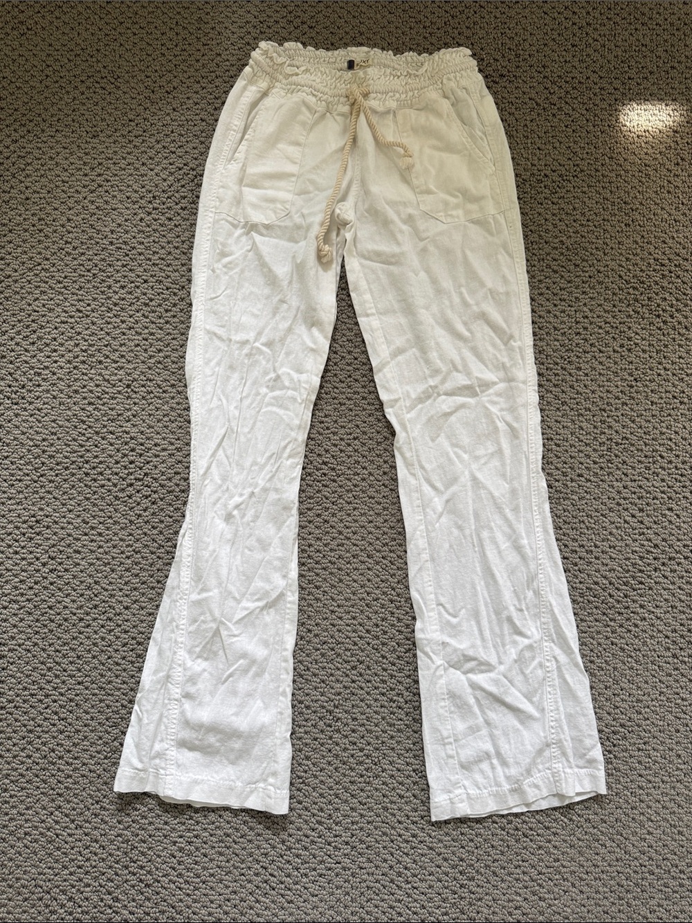 Roxy Cream Drawstring Wide-Leg Pants